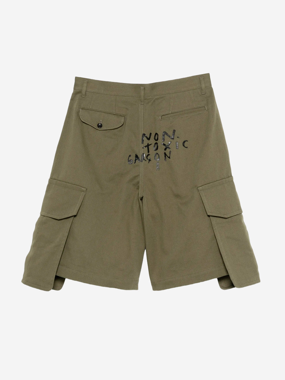 COMME DES GARCONS SHIRT Shorts khaki con tasche cargo wide e grafiche Verde Urbanstaroma