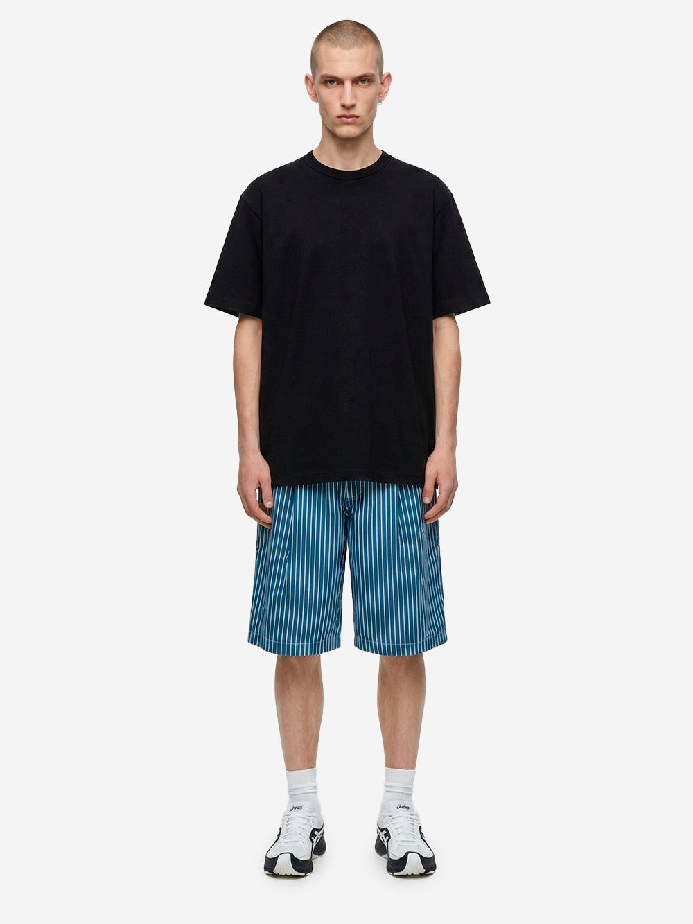 COMME DES GARCONS SHIRT T-shirt in jersey di cotone nera con logo CDG sul retro Nero Urbanstaroma