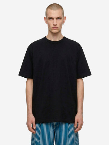 COMME DES GARCONS SHIRT T-shirt in jersey di cotone nera con logo CDG sul retro Nero