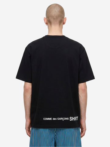 COMME DES GARCONS SHIRT T-shirt in jersey di cotone nera con logo CDG sul retro Nero