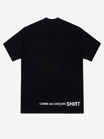 COMME DES GARCONS SHIRT T-shirt in jersey di cotone nera con logo CDG sul retro Nero