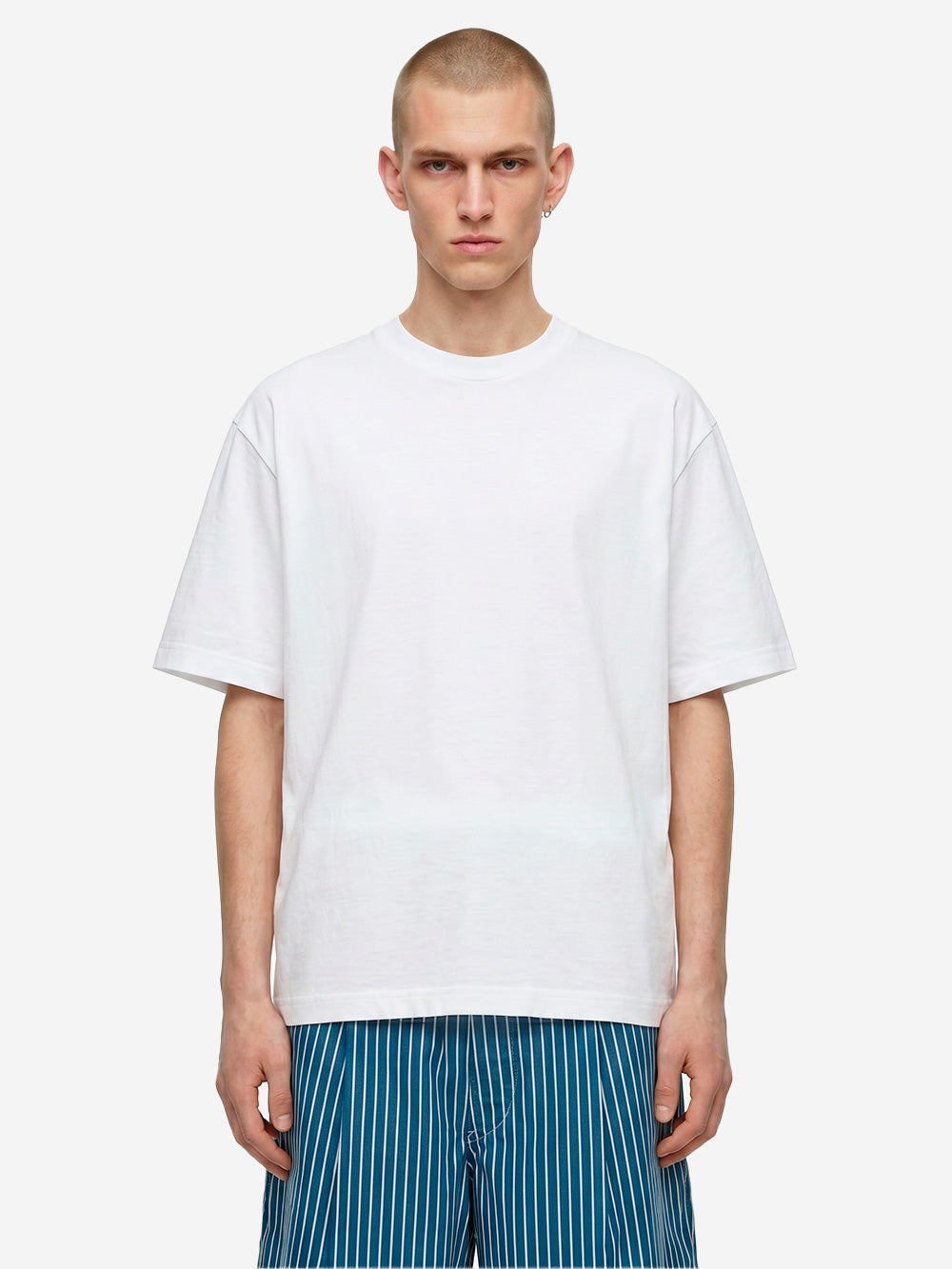 COMME DES GARCONS SHIRT T-shirt in jersey di cotone bianca con logo CDG sul retro Bianco Urbanstaroma