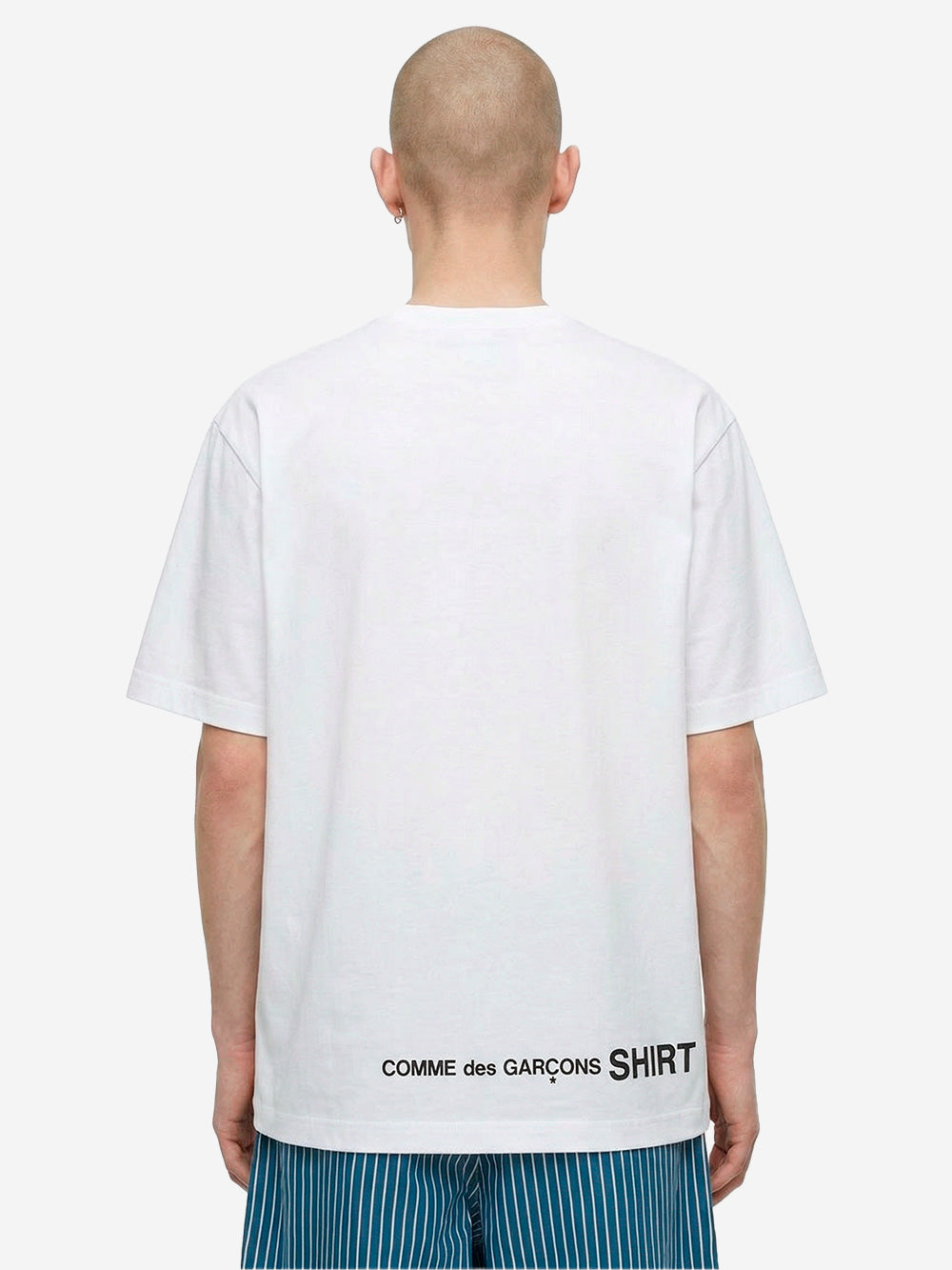 COMME DES GARCONS SHIRT T-shirt in jersey di cotone bianca con logo CDG sul retro Bianco Urbanstaroma