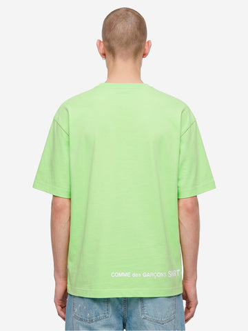 T-shirt in jersey di cotone verde con logo CDG sul retro