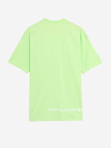 T-shirt in jersey di cotone verde con logo CDG sul retro