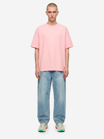 Camiseta de punto de algodón rosa con logotipo CDG en la espalda