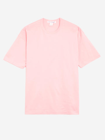 Camiseta de punto de algodón rosa con logotipo CDG en la espalda