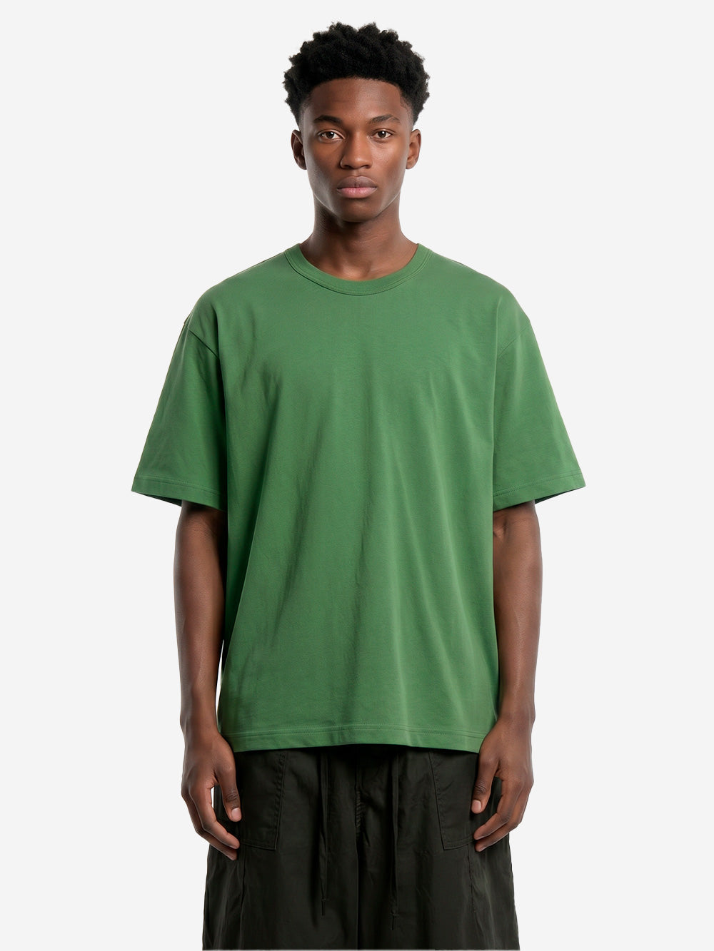 COMME DES GARCONS SHIRT T-shirt in jersey di cotone verde con logo CDG sul retro Verde Urbanstaroma