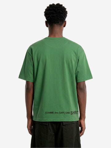 COMME DES GARCONS SHIRT T-shirt in jersey di cotone verde con logo CDG sul retro Verde
