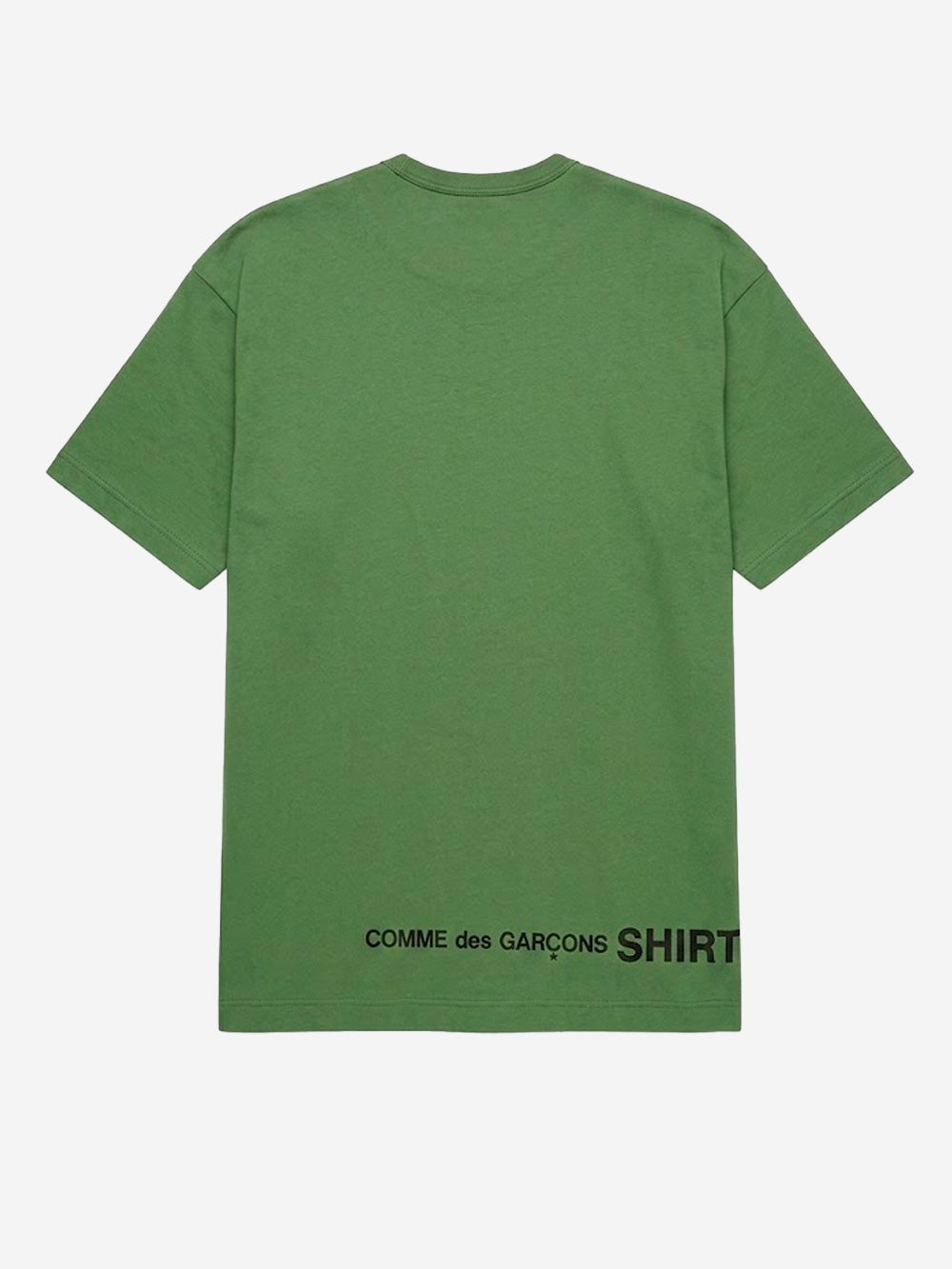 COMME DES GARCONS SHIRT T-shirt in jersey di cotone verde con logo CDG sul retro Verde Urbanstaroma