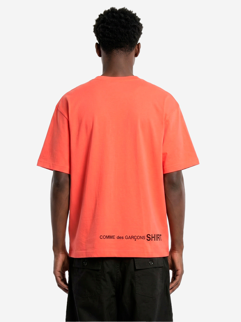 COMME DES GARCONS SHIRT T-shirt in jersey di cotone rosso con logo CDG sul retro Rosso Urbanstaroma
