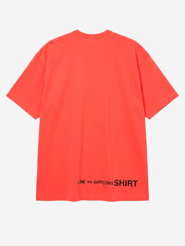 COMME DES GARCONS SHIRT T-shirt in jersey di cotone rosso con logo CDG sul retro Rosso