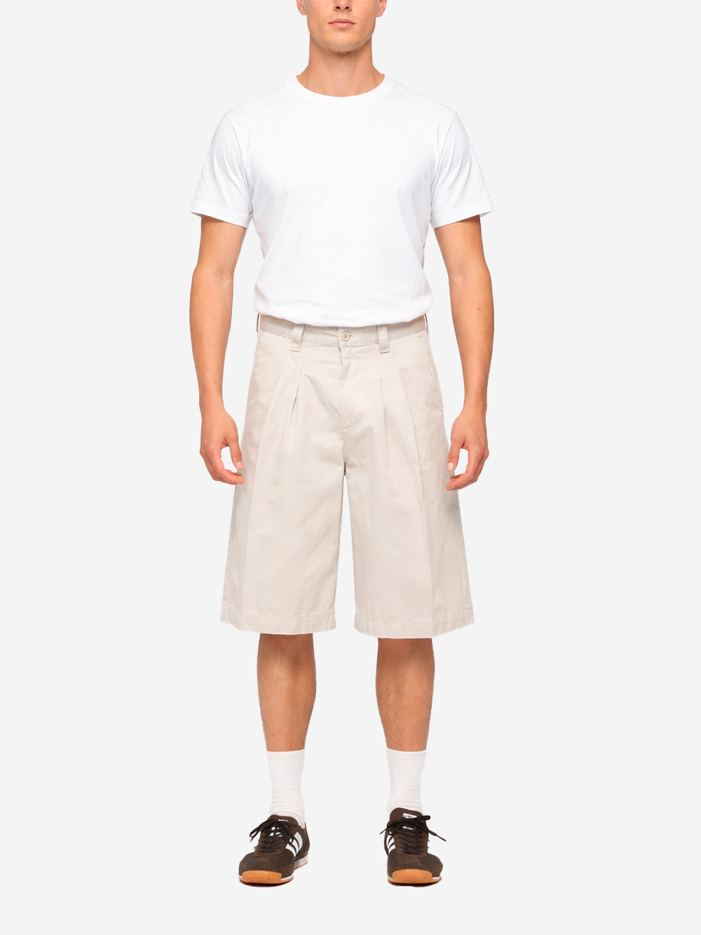 EDWIN Shorts Adams grigio ghiaccio in twill di cotone con pieghe Ghiaccio Urbanstaroma