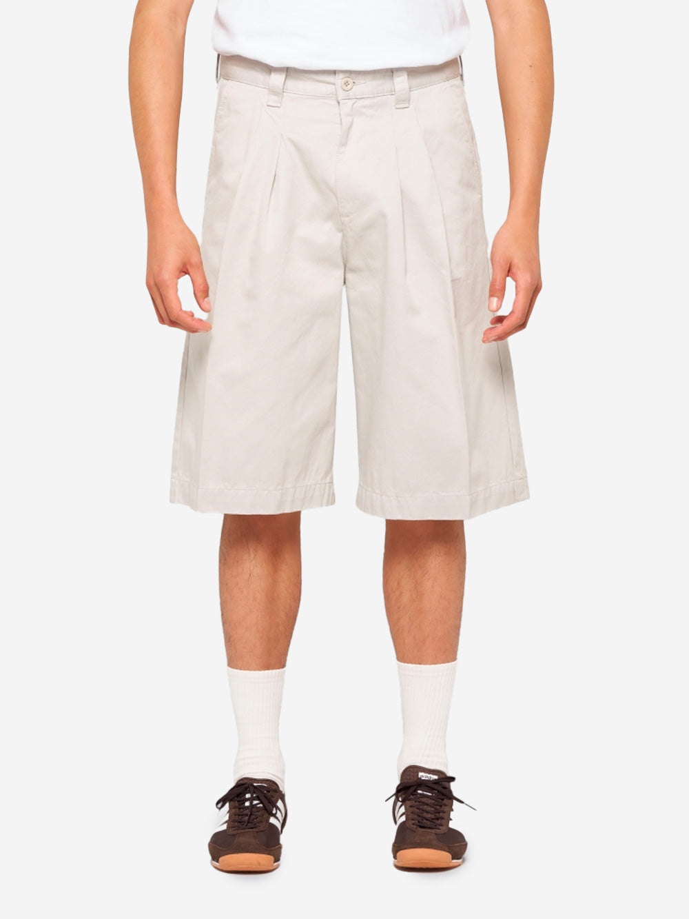EDWIN Shorts Adams grigio ghiaccio in twill di cotone con pieghe Ghiaccio Urbanstaroma