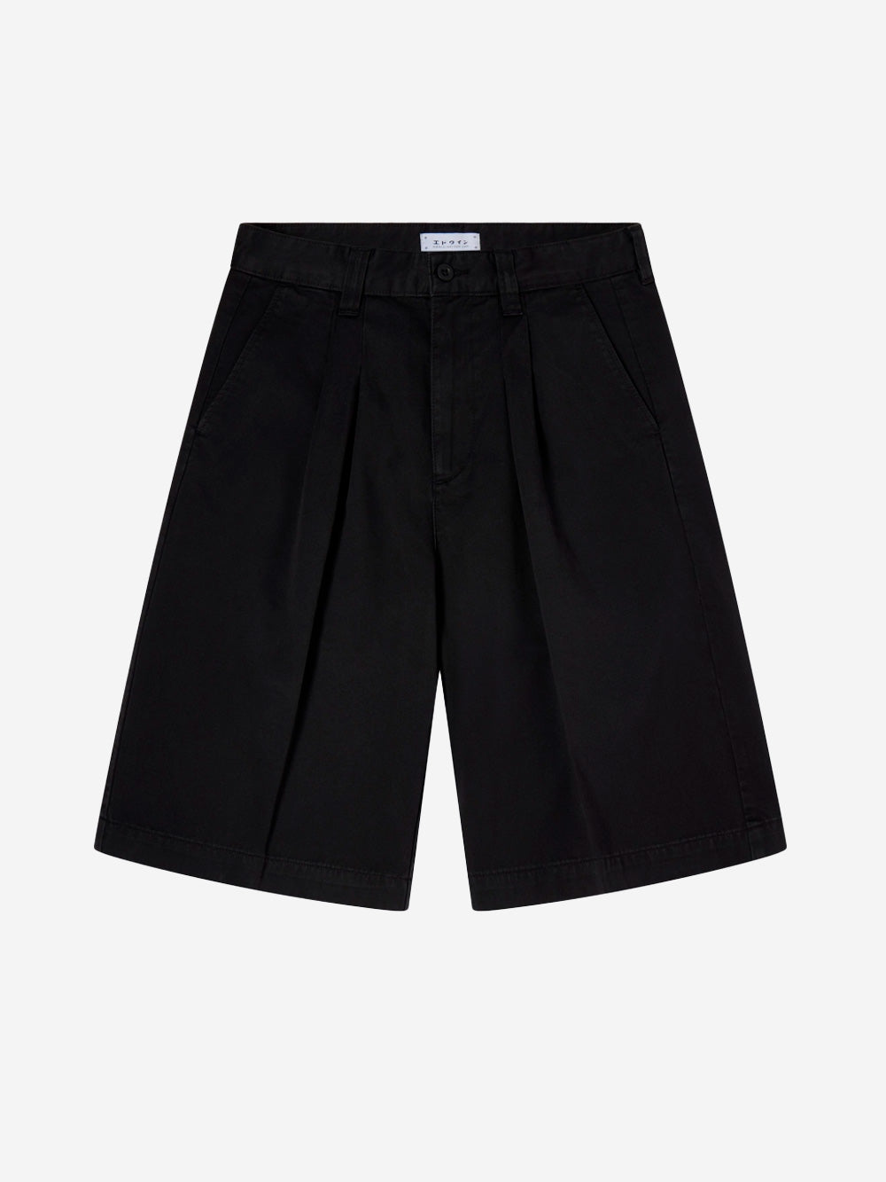 EDWIN Shorts Adams neri in twill di cotone con pieghe Nero Urbanstaroma