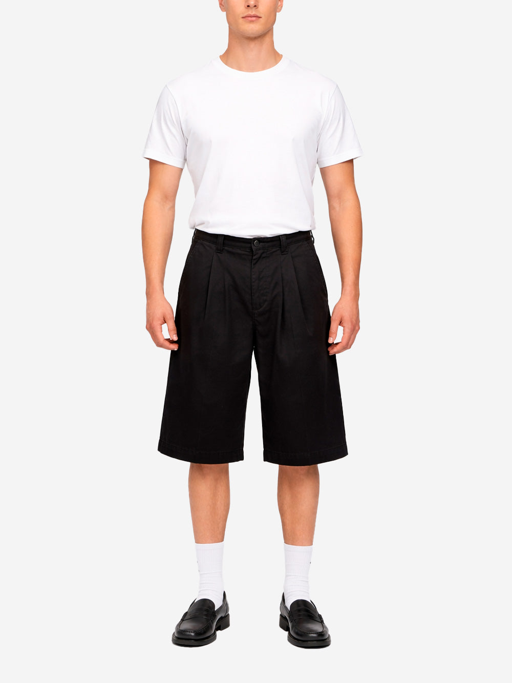 EDWIN Shorts Adams neri in twill di cotone con pieghe Nero Urbanstaroma