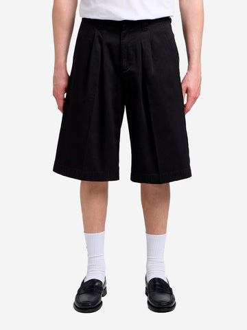 EDWIN Shorts Adams neri in twill di cotone con pieghe Nero