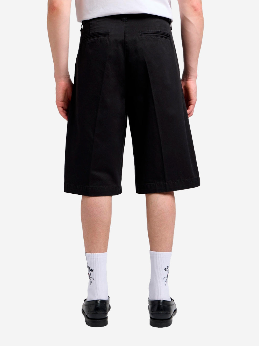 EDWIN Shorts Adams neri in twill di cotone con pieghe Nero Urbanstaroma