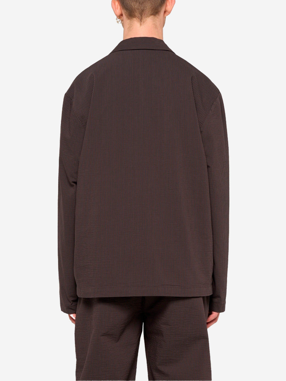 EDWIN Blazer 'Edison' in misto cotone seersucker marrone con tasche Nero marrone Urbanstaroma