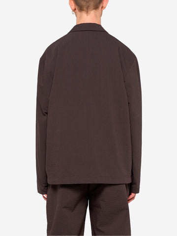 EDWIN Blazer 'Edison' in misto cotone seersucker marrone con tasche Nero marrone