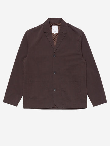 EDWIN Blazer 'Edison' in misto cotone seersucker marrone con tasche Nero marrone