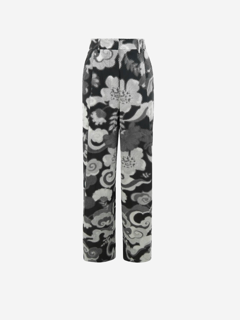 ESSENTIEL ANTWERP Pantaloni a gamba larga bianchi e neri con pince e stampa Panna nero Urbanstaroma