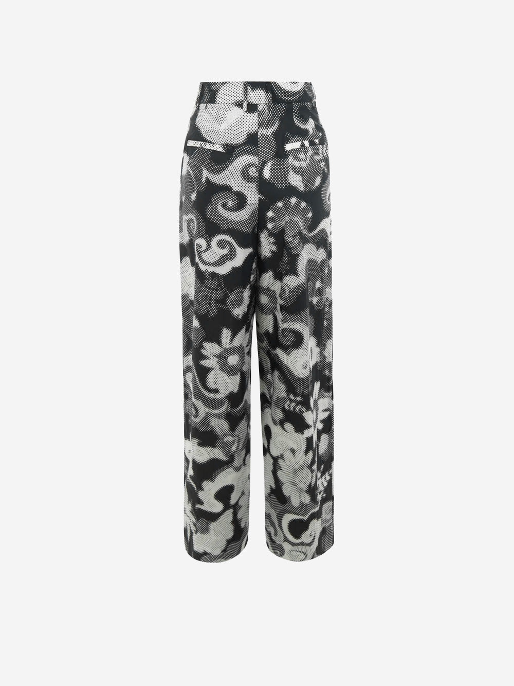 ESSENTIEL ANTWERP Pantaloni a gamba larga bianchi e neri con pince e stampa Panna nero Urbanstaroma