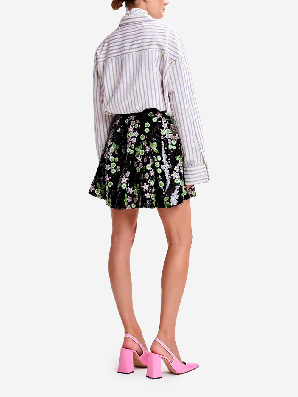 ESSENTIEL ANTWERP Camicia oversize viola e panna con strass e bavero a strati Bianca lilla Urbanstaroma