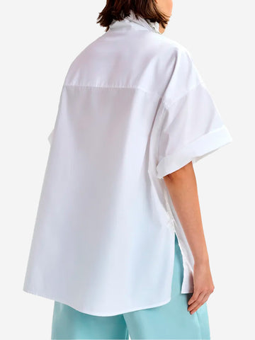 ESSENTIEL ANTWERP Camicia di cotone bianca con maniche a 3/4 e dettaglio ricamato e foulard a parte Bianco
