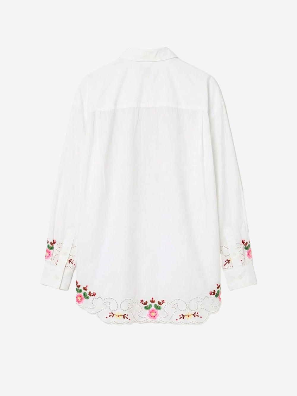 ESSENTIEL ANTWERP Camicia oversize in cotone con ricami floreali bianchi e multicolor Bianco Urbanstaroma