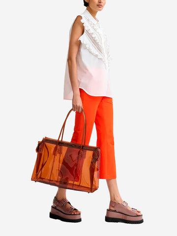 ESSENTIEL ANTWERP Camicia senza maniche in cotone bianca con decorazioni a volant White