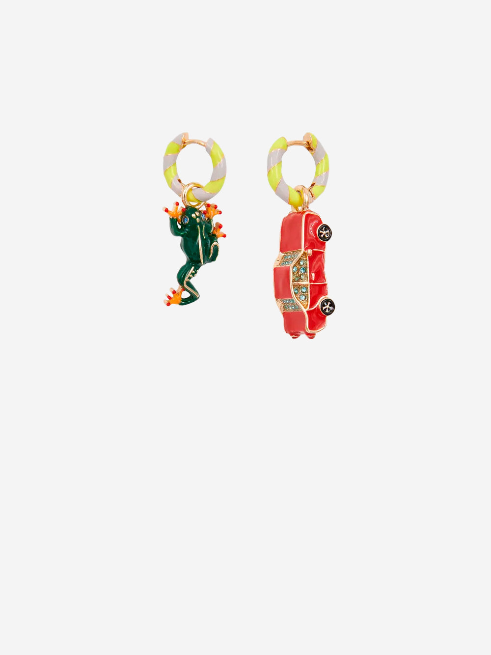 ESSENTIEL ANTWERP Orecchini a cerchio gialli e grigi con pendenti a forma di rana e auto Multicolor Urbanstaroma