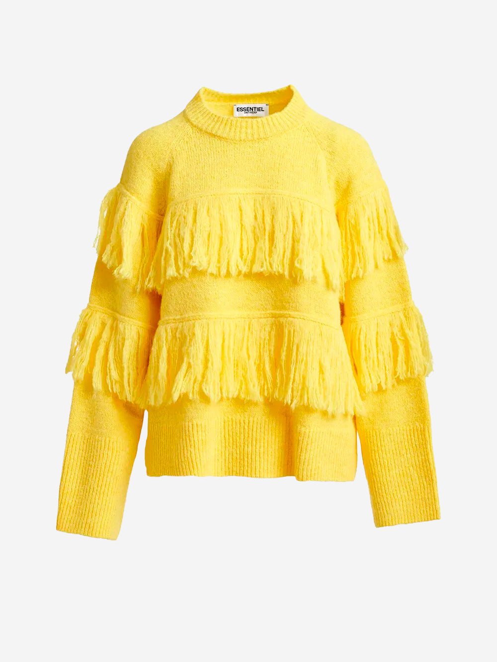 ESSENTIEL ANTWERP Maglione giallo con dettagli a frange Giallo Urbanstaroma