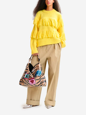 ESSENTIEL ANTWERP Maglione giallo con dettagli a frange Giallo