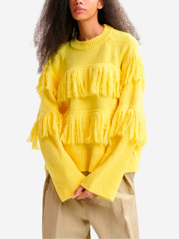 ESSENTIEL ANTWERP Maglione giallo con dettagli a frange Giallo