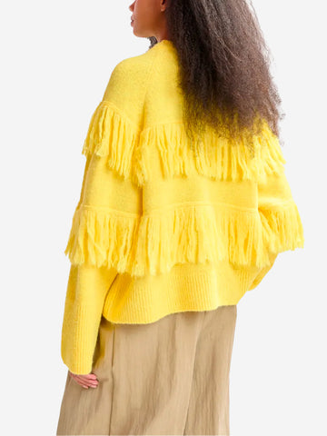 ESSENTIEL ANTWERP Maglione giallo con dettagli a frange Giallo