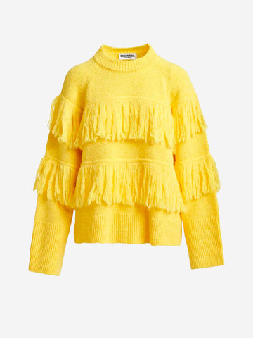 ESSENTIEL ANTWERP Maglione giallo con dettagli a frange Giallo