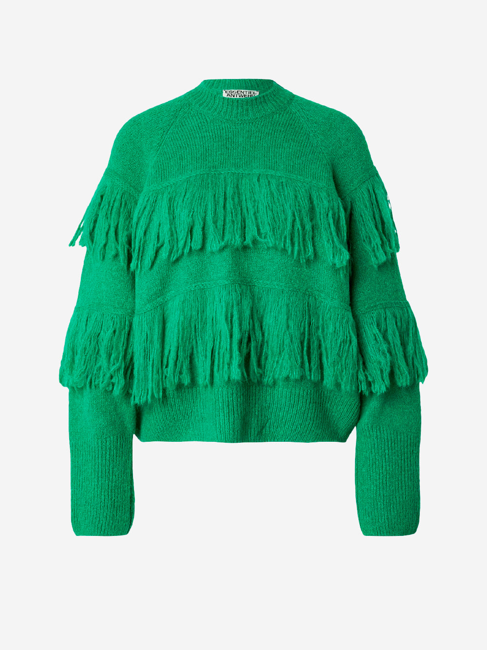 ESSENTIEL ANTWERP Maglione verde con dettagli a frange Verde Urbanstaroma
