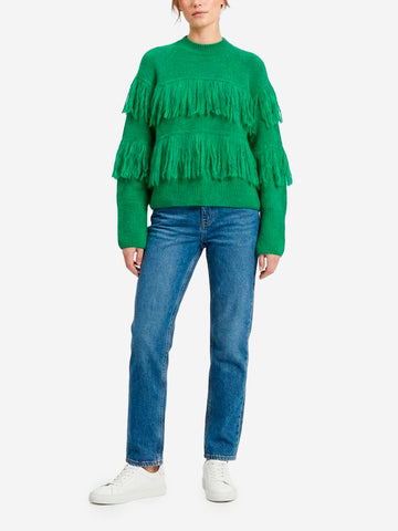 ESSENTIEL ANTWERP Maglione verde con dettagli a frange Verde