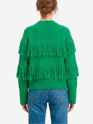 ESSENTIEL ANTWERP Maglione verde con dettagli a frange Verde