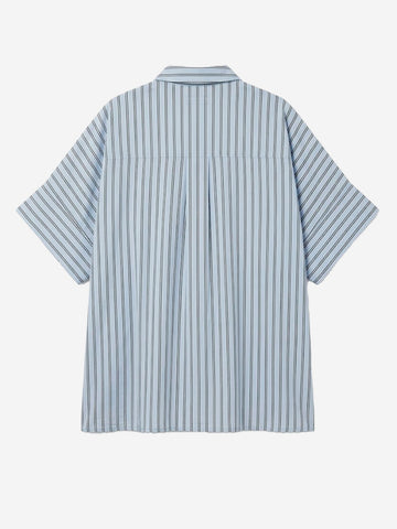 ESSENTIEL ANTWERP Camicia oversize celeste con ricami floreali applicati e perline Celeste