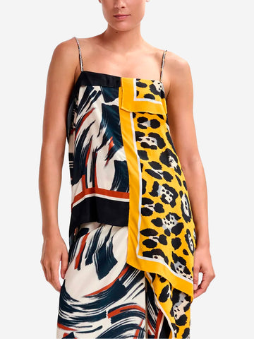 ESSENTIEL ANTWERP Top a sciarpa asimmetrico multicolore con spalline impreziosite Multicolor