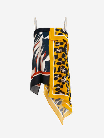 ESSENTIEL ANTWERP Top a sciarpa asimmetrico multicolore con spalline impreziosite Multicolor