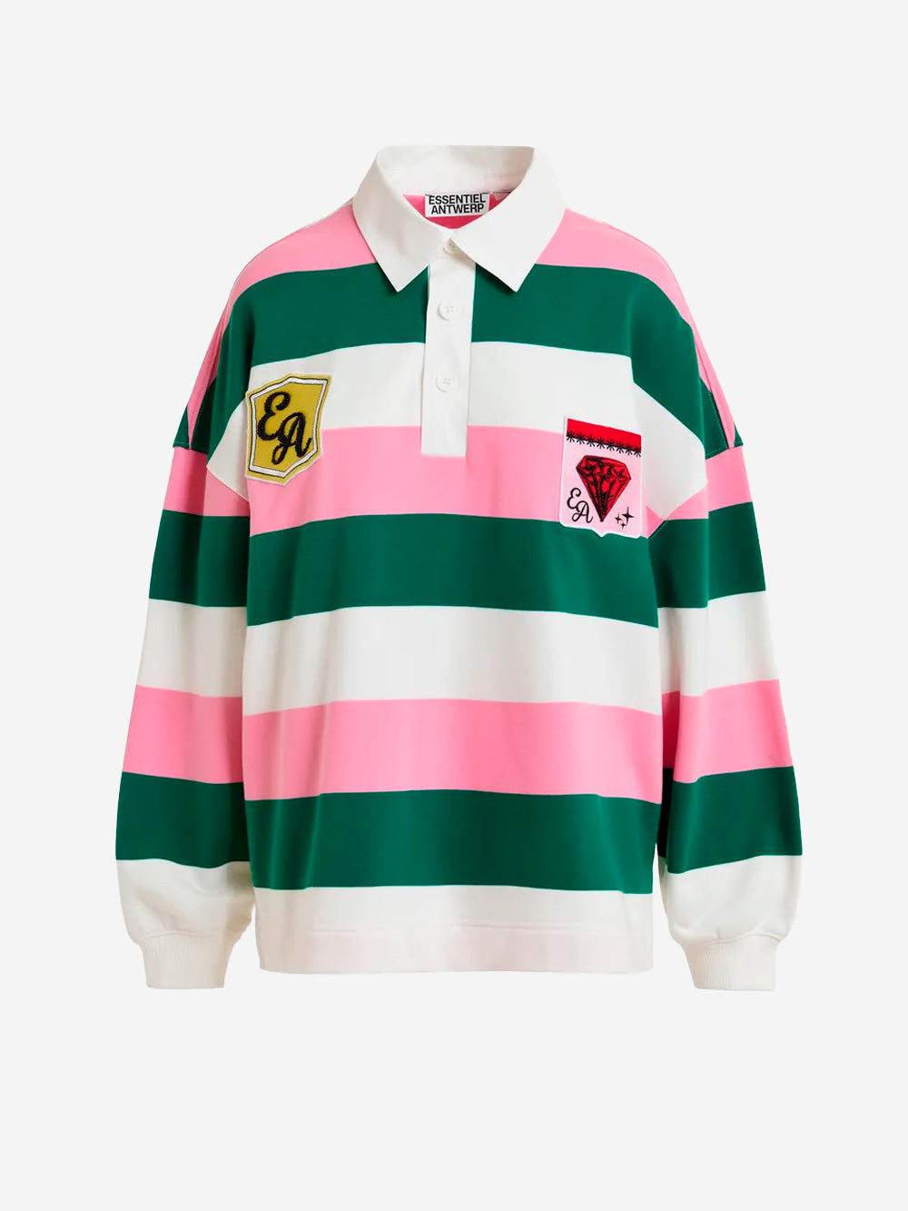 ESSENTIEL ANTWERP Polo in misto cotone a righe multicolor con toppe applicate Multicolor Urbanstaroma