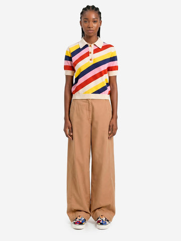 ESSENTIEL ANTWERP Pantaloni a gamba larga marrone chiaro in cotone Beige