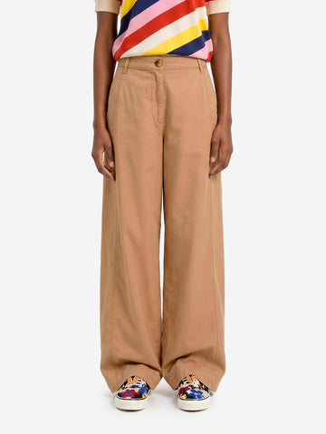 ESSENTIEL ANTWERP Pantaloni a gamba larga marrone chiaro in cotone Beige