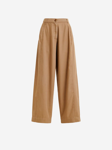ESSENTIEL ANTWERP Pantaloni a gamba larga marrone chiaro in cotone Beige