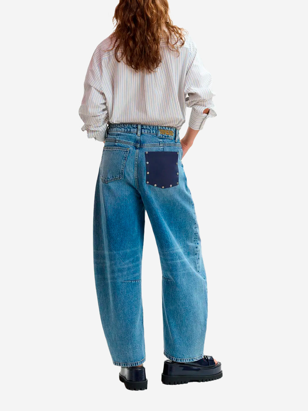 ESSENTIEL ANTWERP Jeans a taglio corto con gamba a botte in cotone blu Blu Urbanstaroma