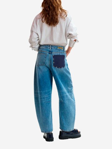 ESSENTIEL ANTWERP Jeans a taglio corto con gamba a botte in cotone blu Blu