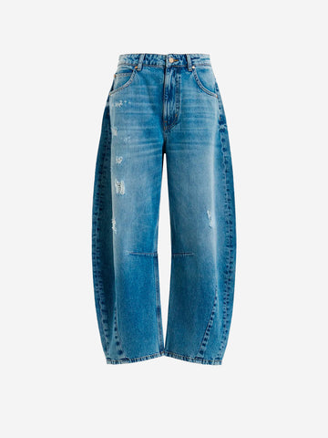 ESSENTIEL ANTWERP Jeans a taglio corto con gamba a botte in cotone blu Blu